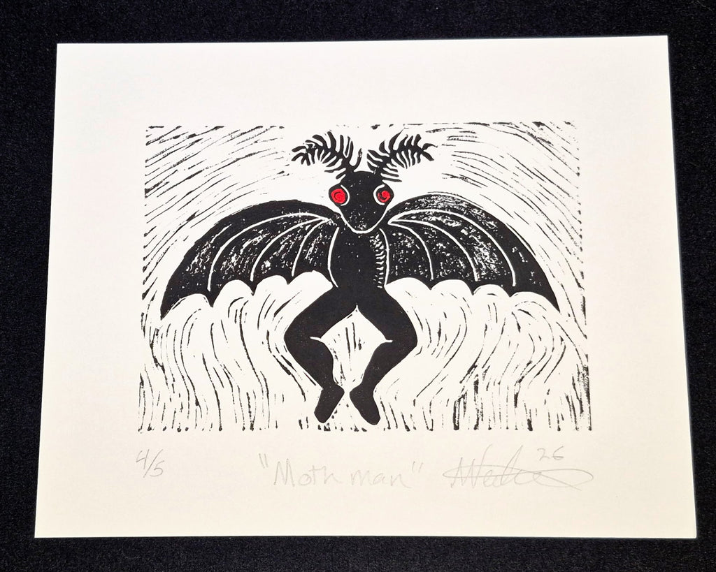 Mothman 8"x10" Linocut Print