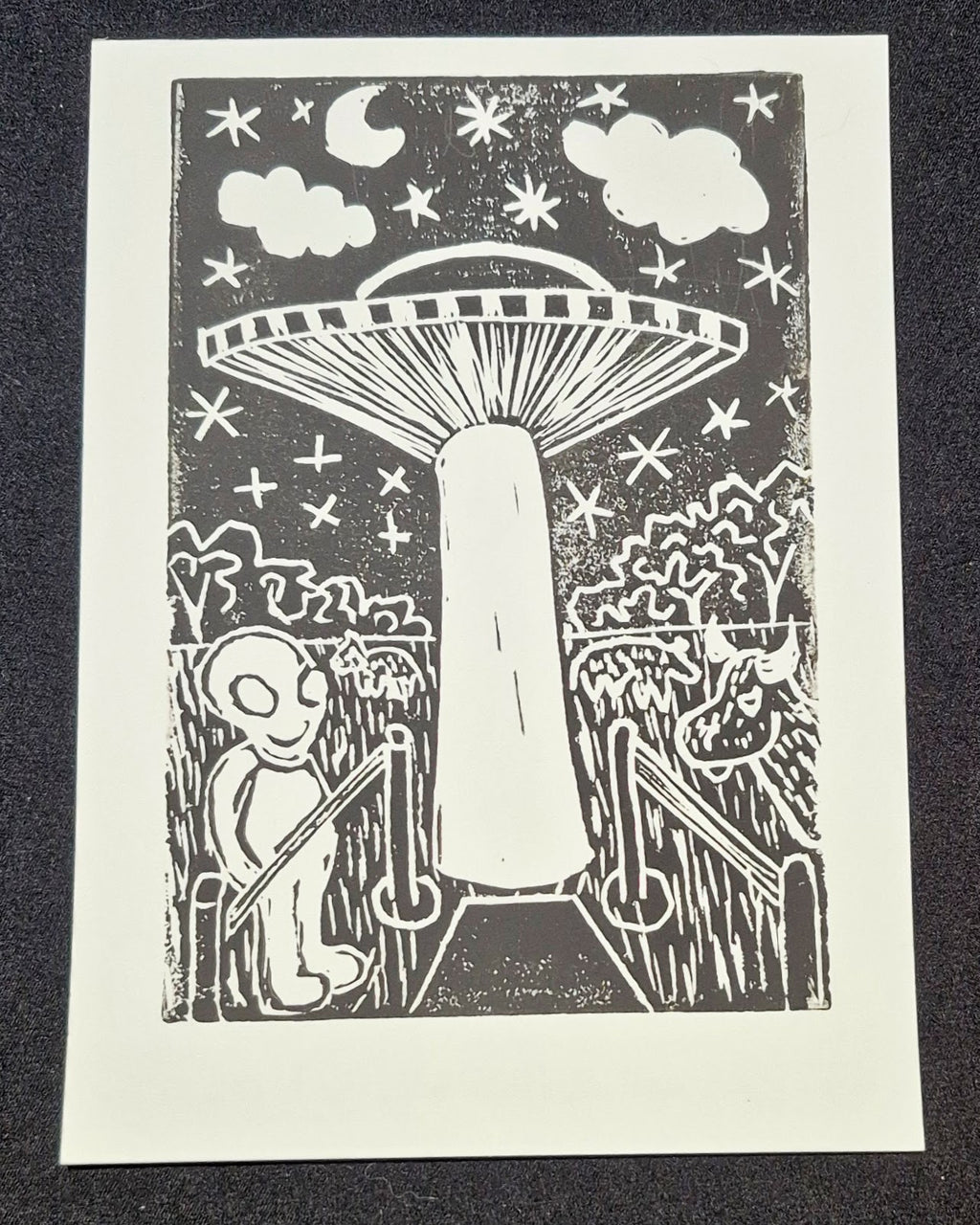 Now Boarding 5"x7" Linocut Print
