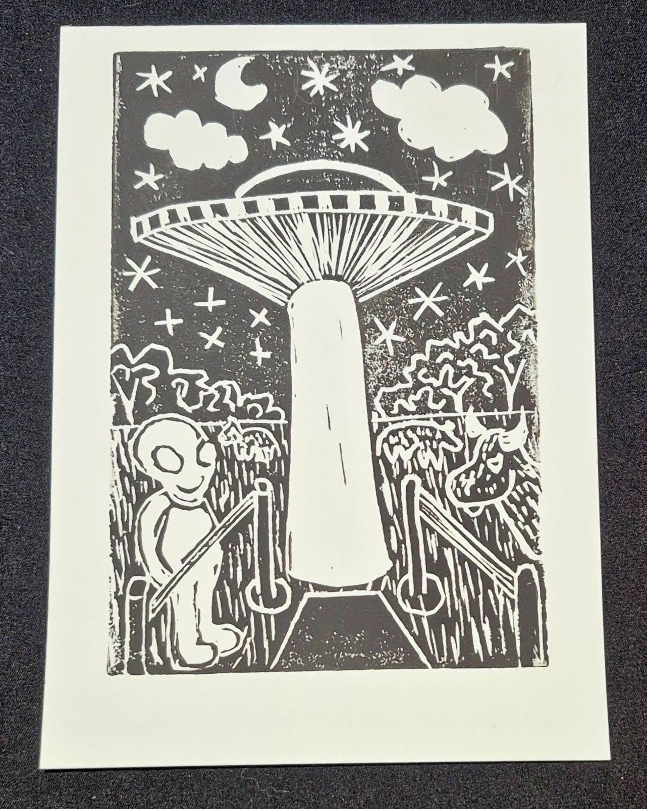 Now Boarding 5"x7" Linocut Print