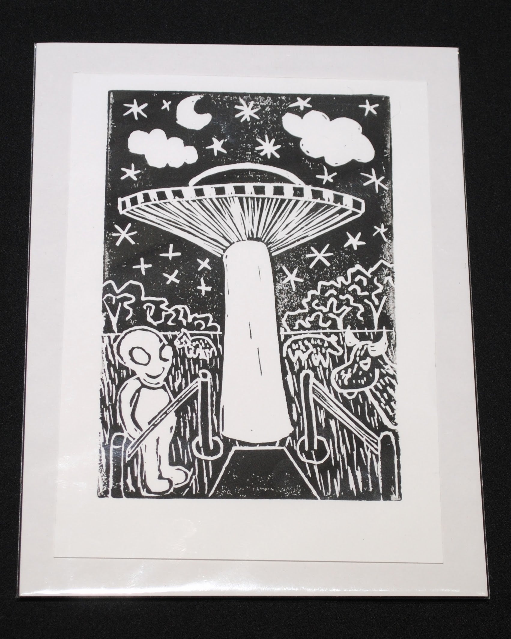 Now Boarding 5"x7" Linocut Print