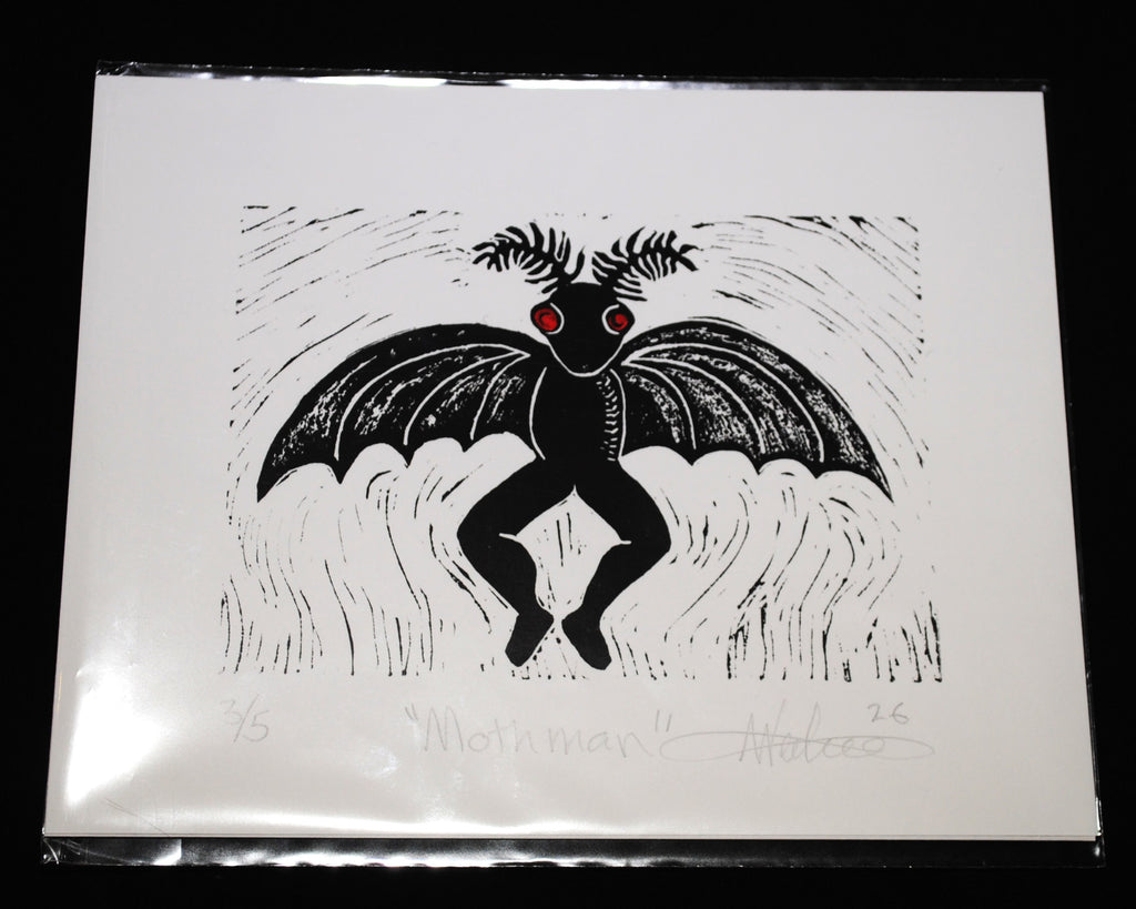Mothman 8"x10" Linocut Print