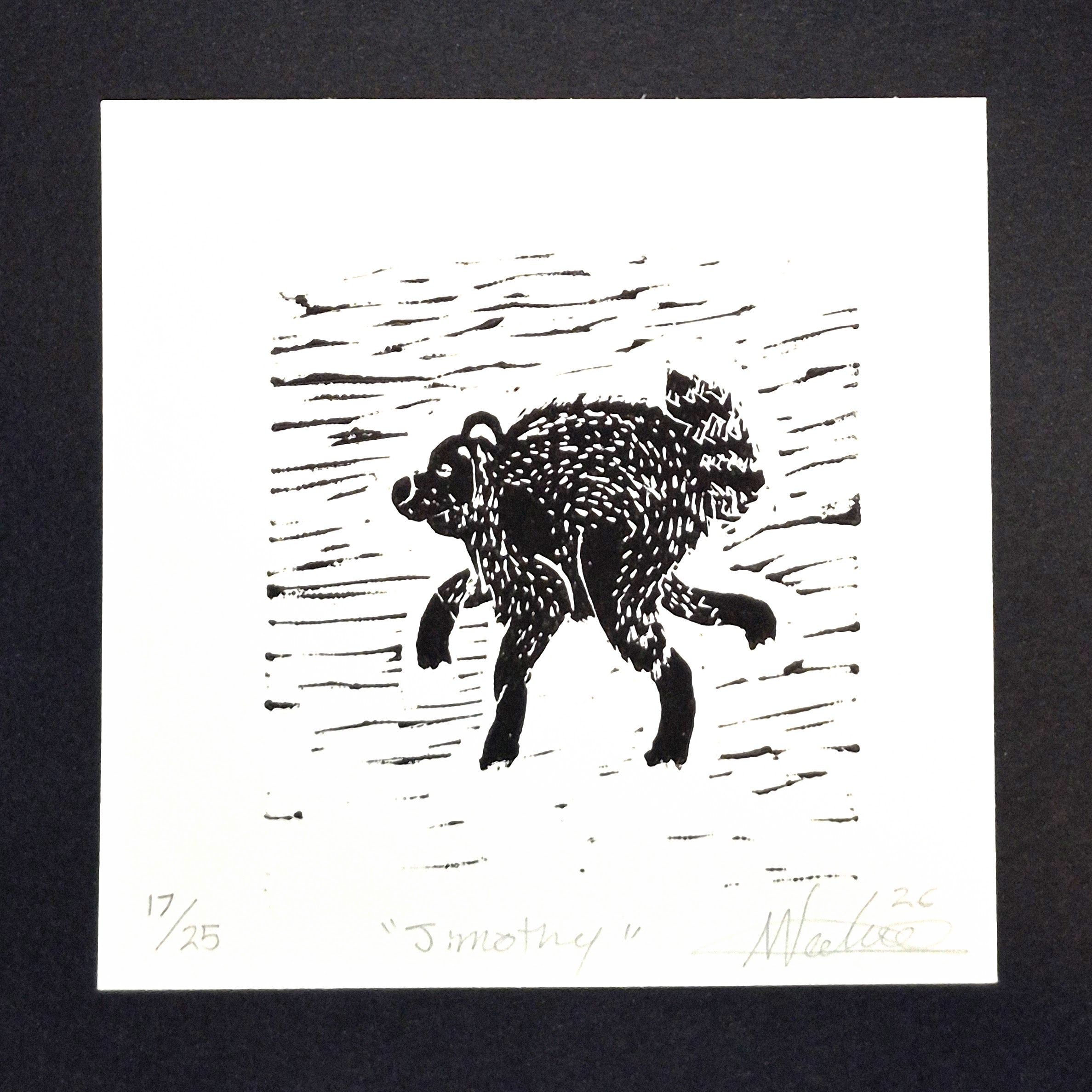 Jimothy 6"x6" Linocut Print