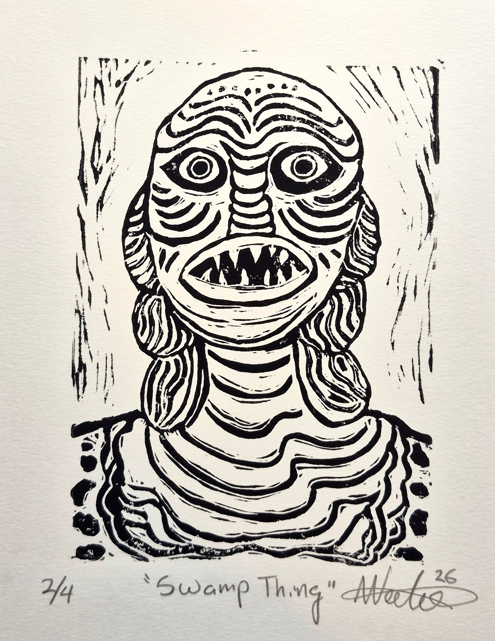 Swamp Thing 8"x10" Linocut Print