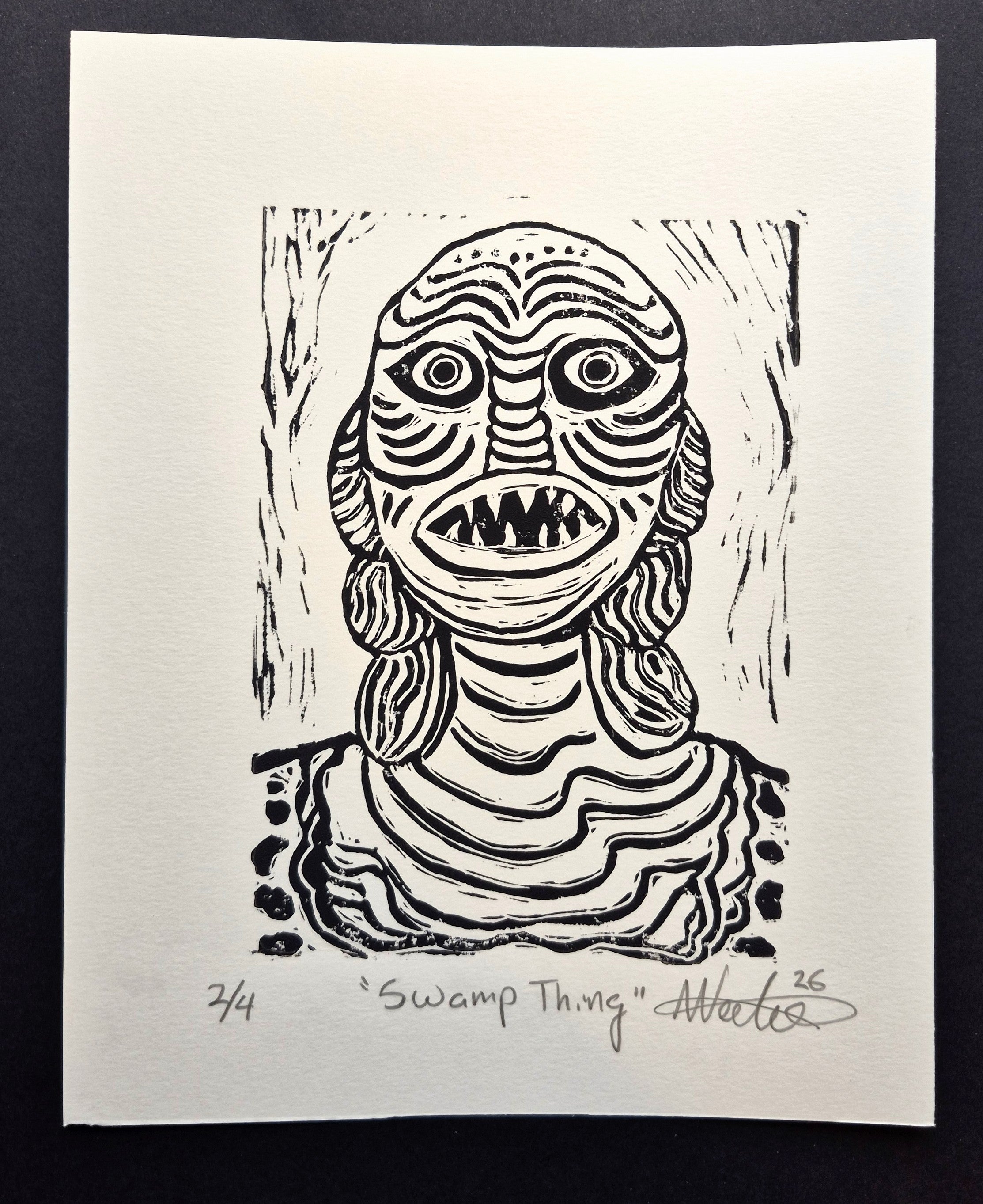 Swamp Thing 8"x10" Linocut Print